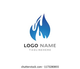 Blue Fire Logo Template vector icon Oil, gas and energy logo concept