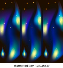 Blue fire on a dark background with sparks, banners