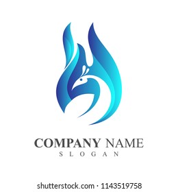 blue fire peacock logo template