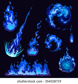 blue fire set, magic spells, special effects, elements