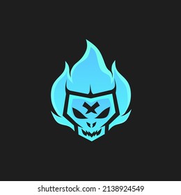 
blue fire skull head logo vector design.gaming logo design.nice designs printed on stickers, t-shirts, and hoodies