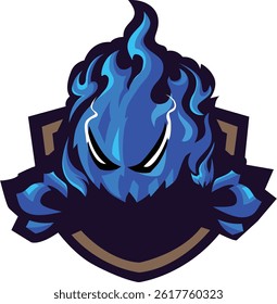 blue fire soul logo icon