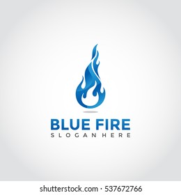 Blue fire theme logotype. Illustrator eps.10