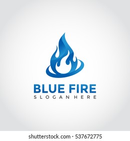 Blue fire theme logotype. Illustrator eps.10