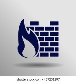 blue Firewall Icon button logo symbol concept high quality on the gray background
