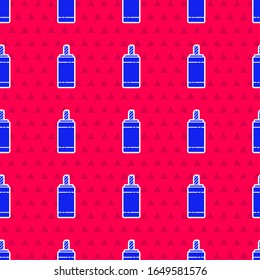 Blue Firework icon isolated seamless pattern on red background. Concept of fun party. Explosive pyrotechnic symbol.  Vector Illustration