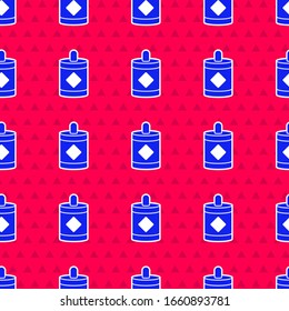 Icono de Blue Firework aislado sin fisuras en el fondo rojo. Concepto de fiesta divertida. Símbolo pirotécnico explosivo. Ilustración vectorial