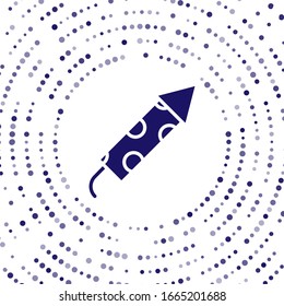 Blue Firework rocket icon isolated on white background. Concept of fun party. Explosive pyrotechnic symbol. Abstract circle random dots. Vector Illustration