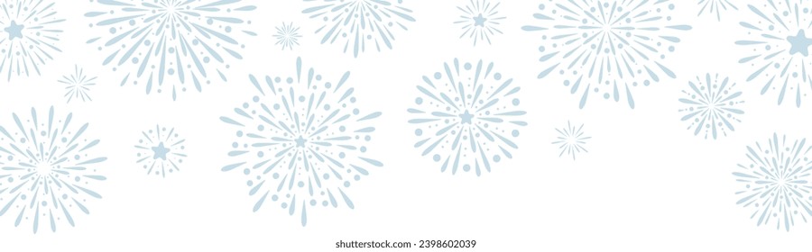 Blue firework vector banner, congratulations or invitation card background, festive holiday frame design, abstract clip art element