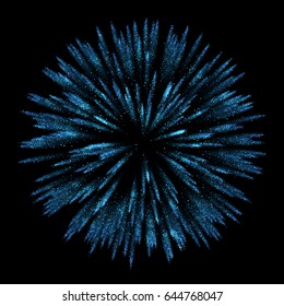 Blue fireworks vector background