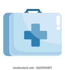 Kit azul de primeiros socorros fechado, pronto para fornecer assistência médica e suporte em caso de lesão ou emergência