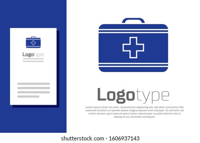 Blue First aid kit icon isolated on white background. Medical box with cross. Medical equipment for emergency. Healthcare concept. Logo design template element. Vector Illustration