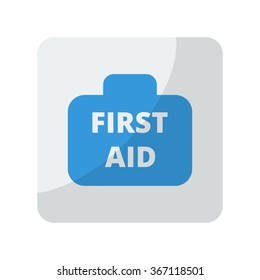 Blue First Aid Kit icon on grey rounded square button on white