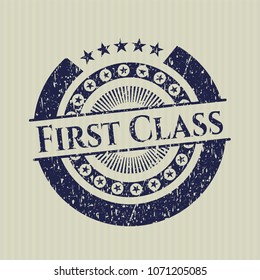  Blue First Class distressed grunge seal
