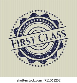Blue First Class rubber stamp