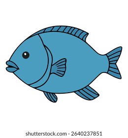 blue fish animal aquarium water flat color vector illustration template design