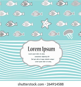 Blue fish background with place for text.