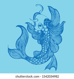 Blue fish, behind the beautiful blue