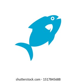 blue fish black icon in flat style isolated. Vector Symbol illustration.