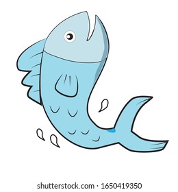 blue fish cartoon. Vector clip art illustration with simple gradients. All in a single layer.