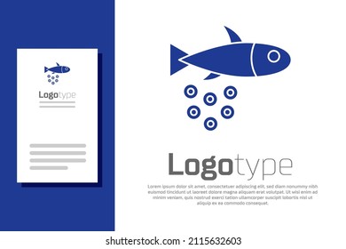 Blue Fish with caviar icon isolated on white background. Logo design template element. Vector