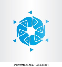 blue fish in circle symbol design
