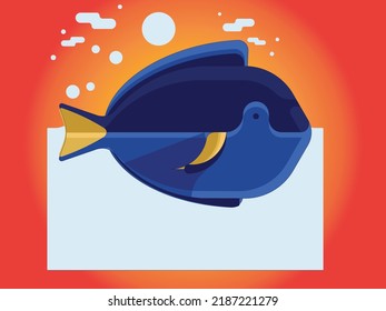 Blue fish concept flat icon