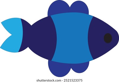 The blue fish features a sleek, streamlined body, adorned in shades of blue that shift from light to dark. Its upper body showcases a deep, oceanic blue, gradually fading into a lighter, sky-blue hue 