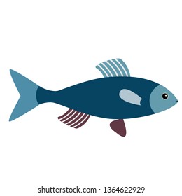 Blue fish flat illustration
