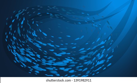 Blue fish flock in ocean