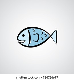 Blue Fish hand drawn cartoon