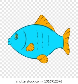 Blue fish icon in cartoon style on a background for any web design 
