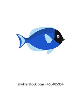 Blue fish icon in flat style on a white background