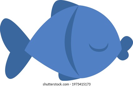 Blue fish, icon illustration, vector on white background