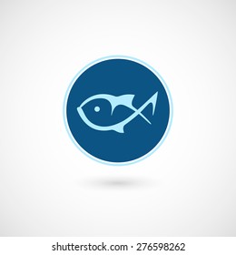Blue fish icon. Isolated on white background. Vector illustration, eps 10.