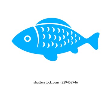Blue fish icon on white background