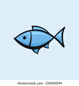 Blue Fish Icon. Vector Illustration, Eps 8.