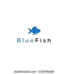 blue fish idea concept logo design, vector icon illustration inspiration