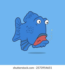 Blue fish illustration and clip art