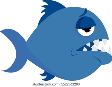 Peixe azul, ilustração, vetor sobre fundo branco.