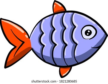 Blue fish, illustration, vector on white background