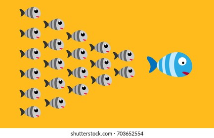 Blue fish, leader concept illustration, eps 10