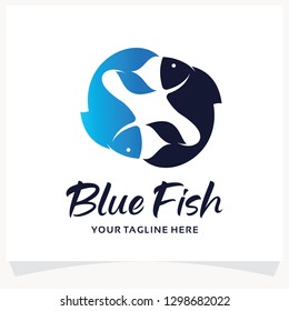 Blue Fish Logo Design Template Inspiration