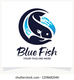 Blue Fish Logo Design Template Inspiration
