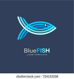 Blue Fish Logo Design template. Creative Abstract Logo Concept. Vector Illustration Eps.10