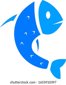 Blue fish logo on a white background concept of marine life and healthy species