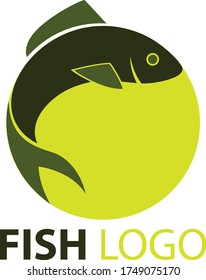 Blaues Fischlogo auf weißem Hintergrund