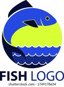 Blue Fish Logo On White Background Stock Vector (Royalty Free ...