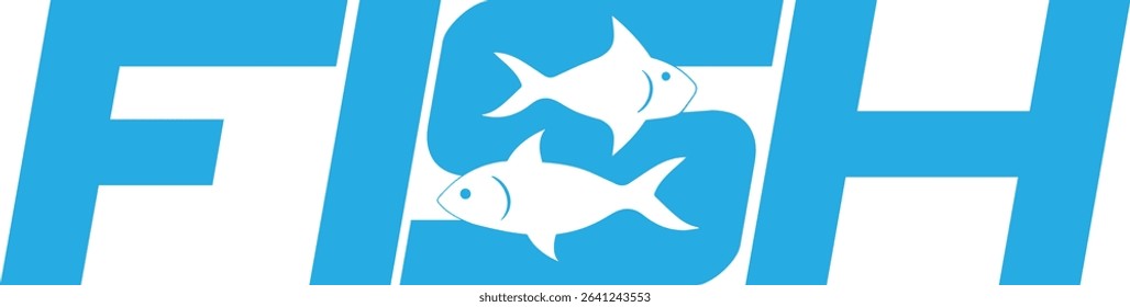 Blue "FISH" logo with two white fish.