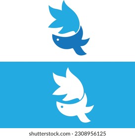 Logo de pez azul con en archivo vectorial.  Diseño de iconos de peces azules. Diseño inicial del logotipo del alfabeto de los peces azules. Diseño del logo de Sky. Peces azules en archivo vectorial.